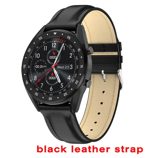 L7 Bluetooth Вызов SmartWatch спортивные часы ЭКГ+ PPG HRV отчет сердечного ритма кровяное давление IP68 Водонепроницаемый Смарт Android IOS PK N58 - Цвет: black leather strap