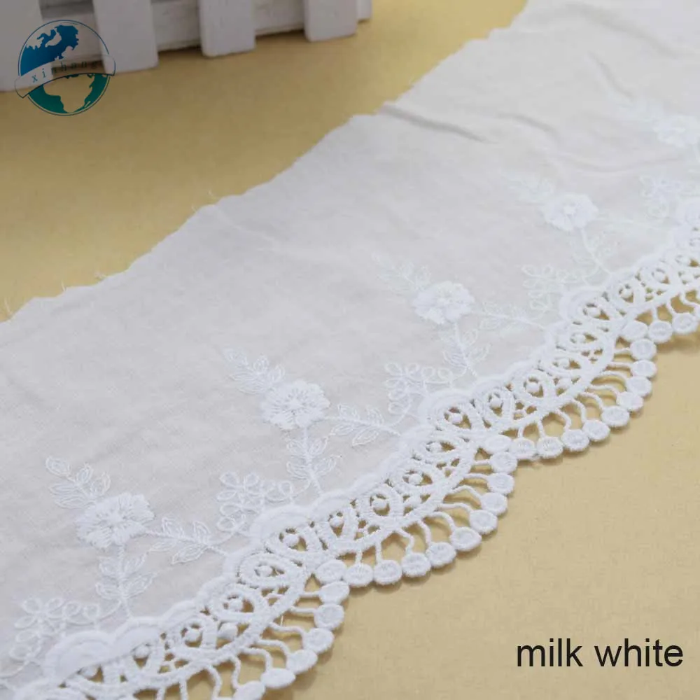 Milk White 14 см Белое кружево хлопок вышивка кружево французская кружевная Лента ткань гипюр diy отделка основы Вязание швейные принадлежности#3318 - Цвет: Milk White