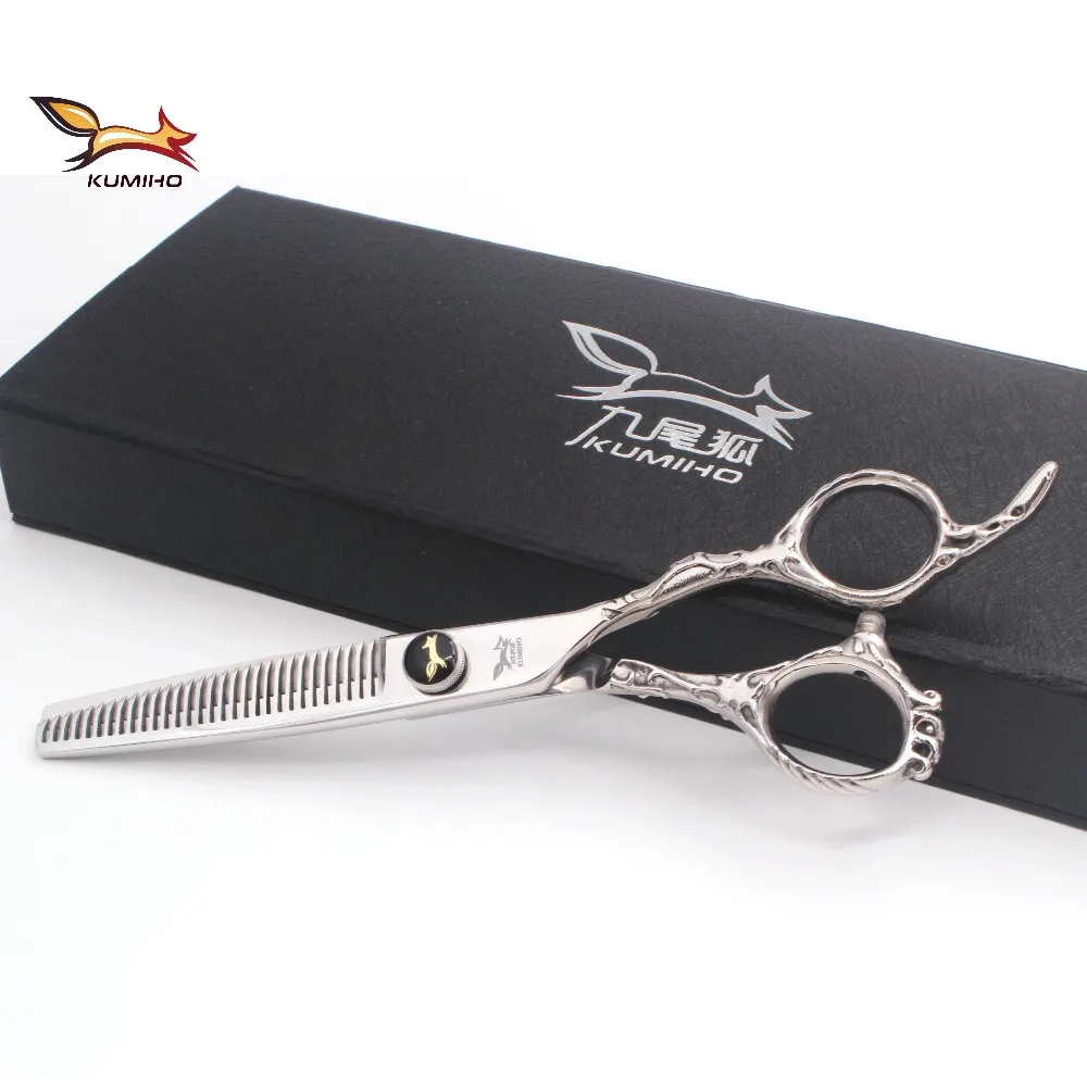KUMIHO high quality hair scissors set 6inch barber cutting and thinning for hairdressing with offset handle | Красота и здоровье