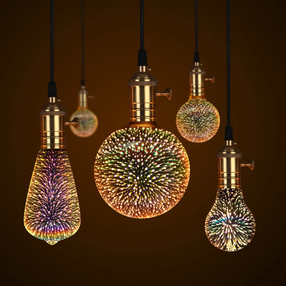

3D Star Fireworks Effect Night Light Led Lamp E27 AC85V-265V Edison Led Bulb Home Decoration Lighting