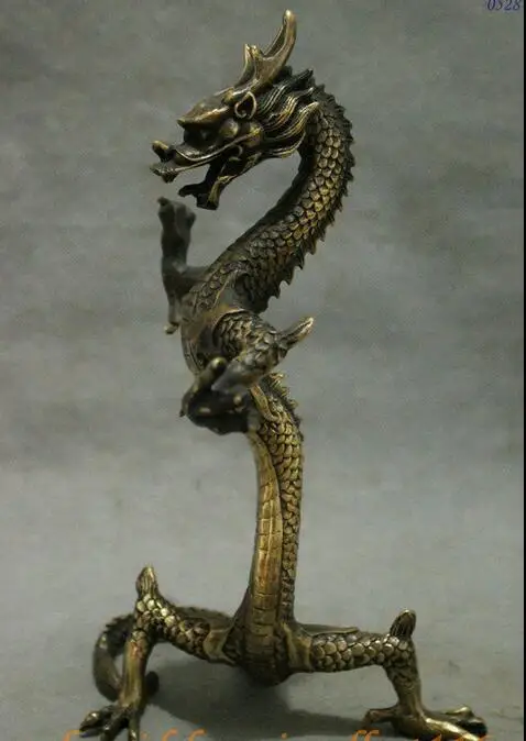 10&quotFolk Chinese Totem Bronze Wealth Year Zodiac Dragon Standing Statue Sculpture | Дом и сад