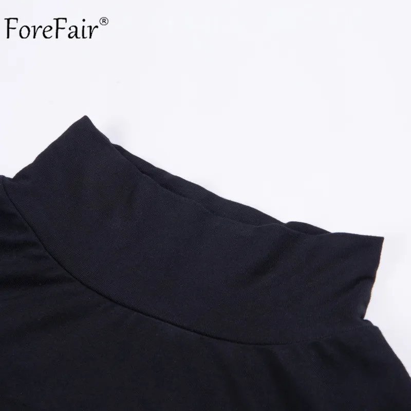 Forefair, сексуальный укороченный женский топ с высоким воротом, осень, укороченный топ, белый, черный, зимняя рубашка с длинным рукавом для женщин