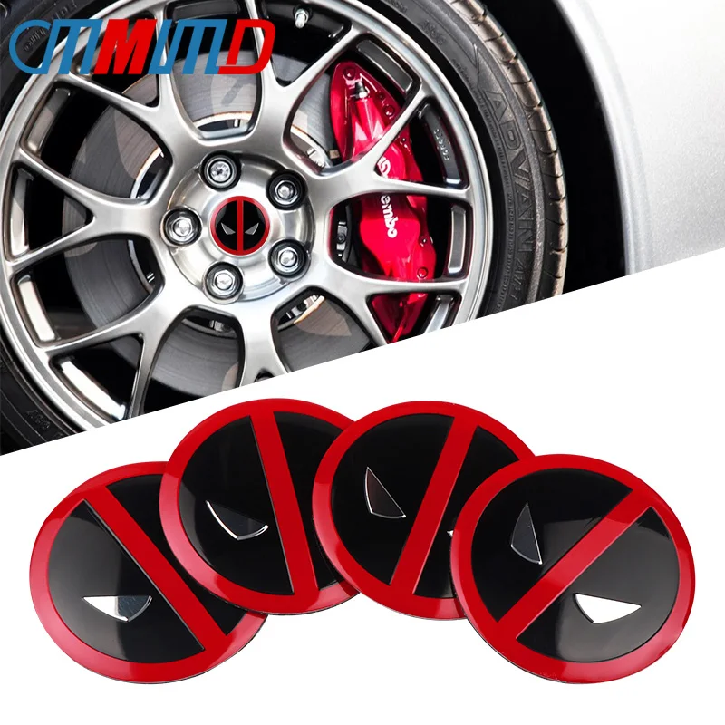 

Car Wheel Center Hub Cap Sticker Emblem Badge Sticker 4pcs New 56mm aluminum Deadpool logo For Honda VW Audi BMW Car Styling