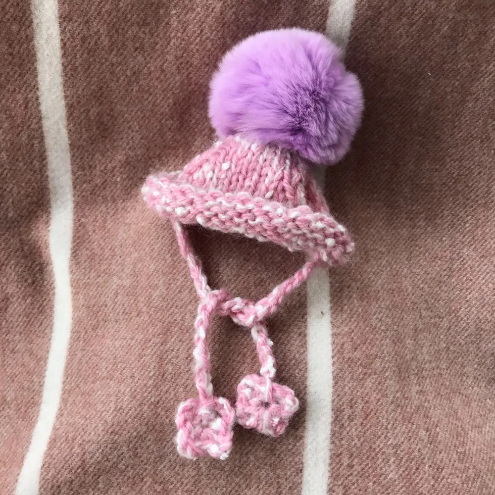 Шапки ручной работы вязаные фиолетовые пушистые шары Kawaii милые шапки для собак маленькие домашние животные кошки Мальтийская одежда для Йорка Чихуахуа Боми