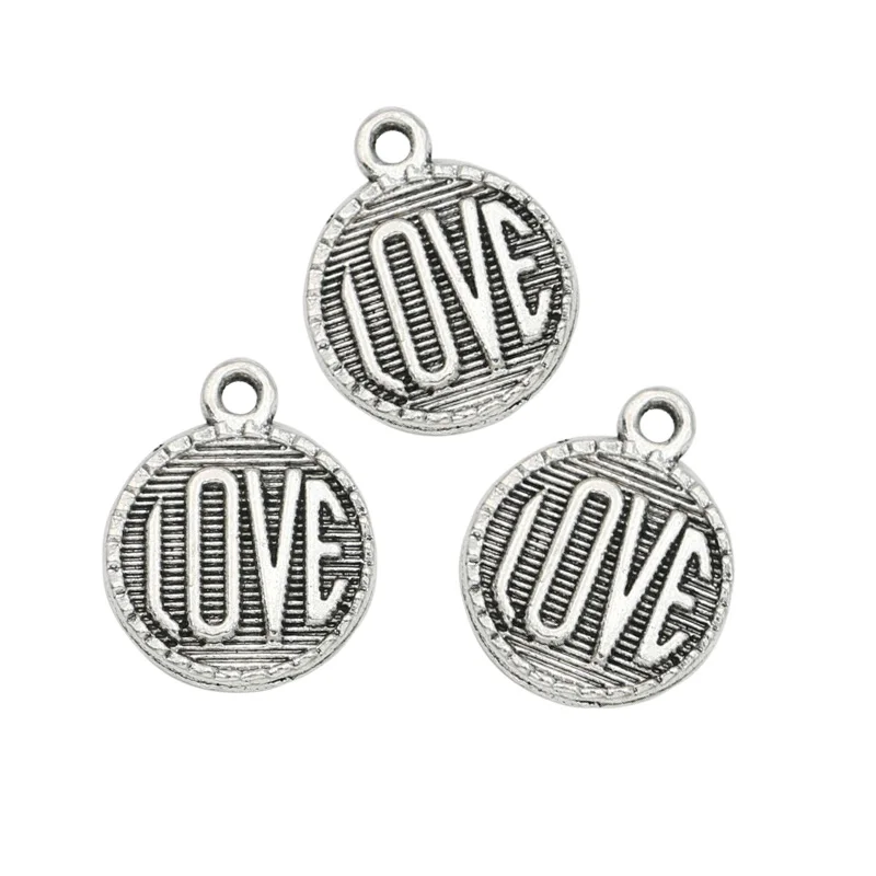 KJjewel античные с серебристым покрытием очаровательный кулон надписью &quotLove&quot для