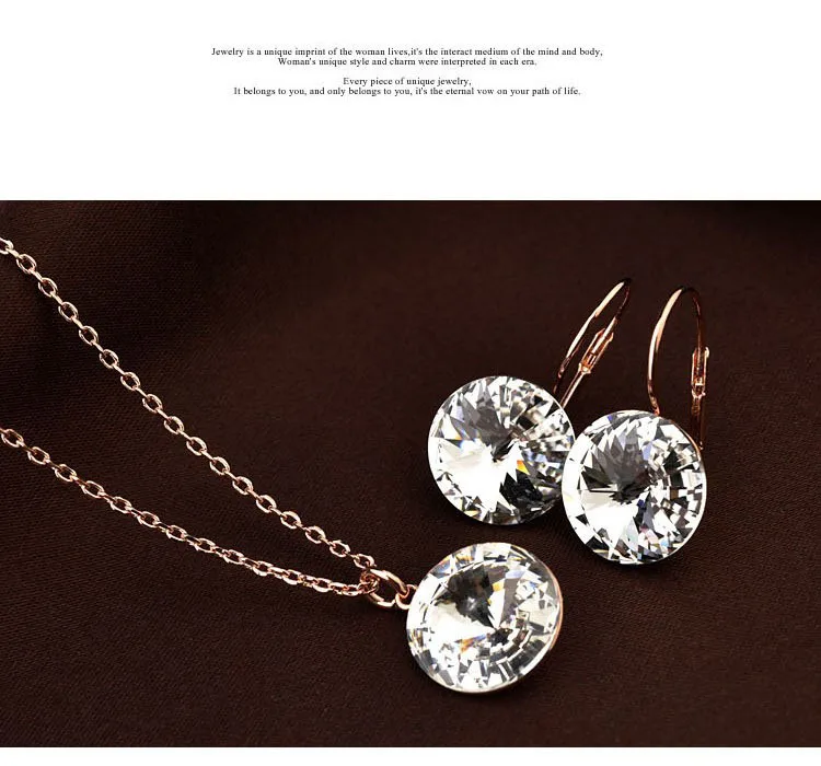 BAFFIN оригинальные кристаллы от Swarovski Bella Ювелирные наборы круглый кулон ожерелья пирсинг серьги для женщин свадебный подарок