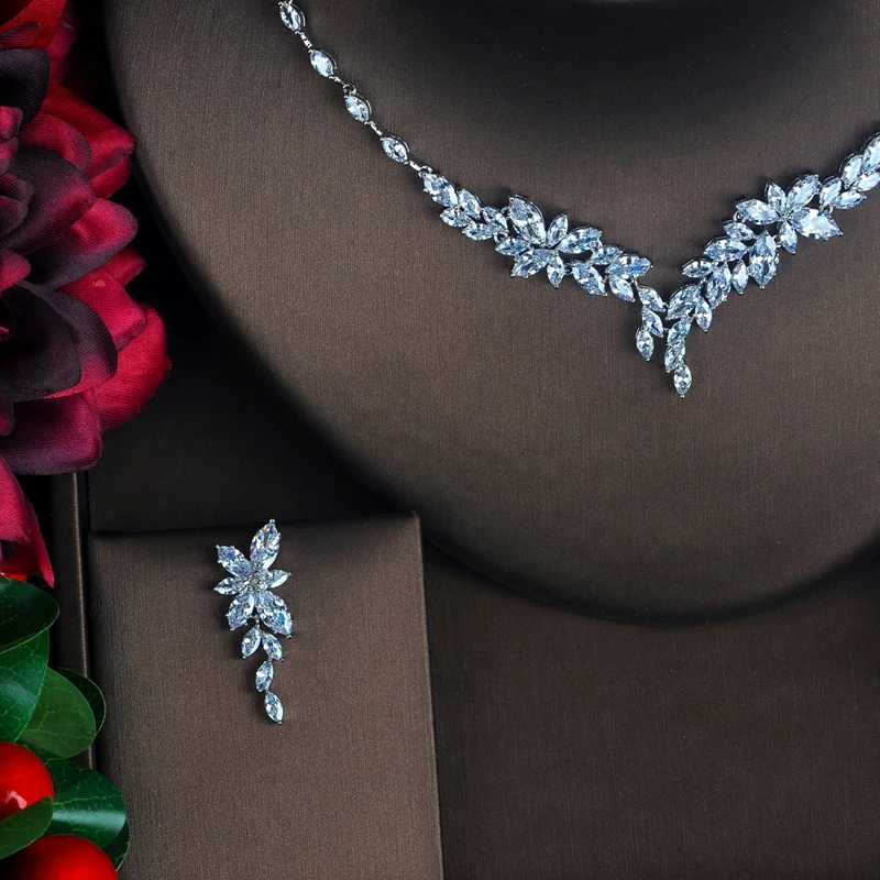 Элегантные блестящие ювелирные наборы HIBRIDE в форме листа для женщин ожерелье