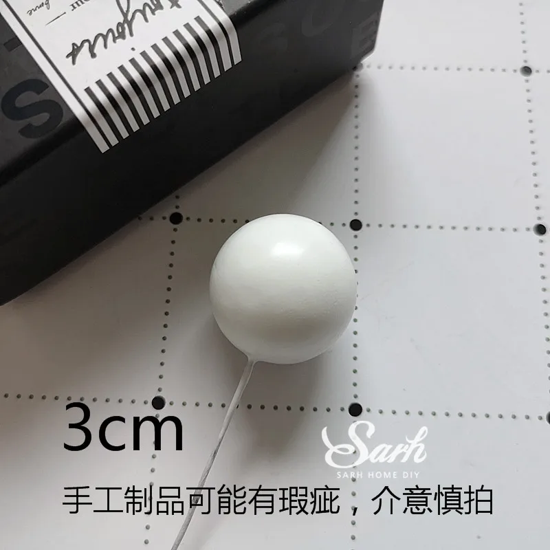 3pcs White ball 3cm Розовый желтый синий Радуга облако мяч торт Топпер Для детей день рождения украшения десерт торт Декор выпечки прекрасные подарки - Цвет: 3pcs White ball 3cm