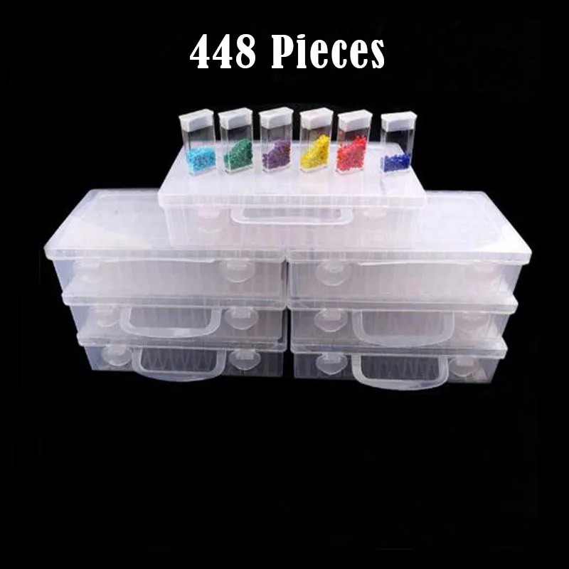448 pieces box 64 слота пластиковая коробка для хранения наборы алмазной живописи крестообразные художественные инструменты из горного хрусталя бусины Коробка Для Хранения Чехол Органайзер держатель T05 - Цвет: 448 pieces box
