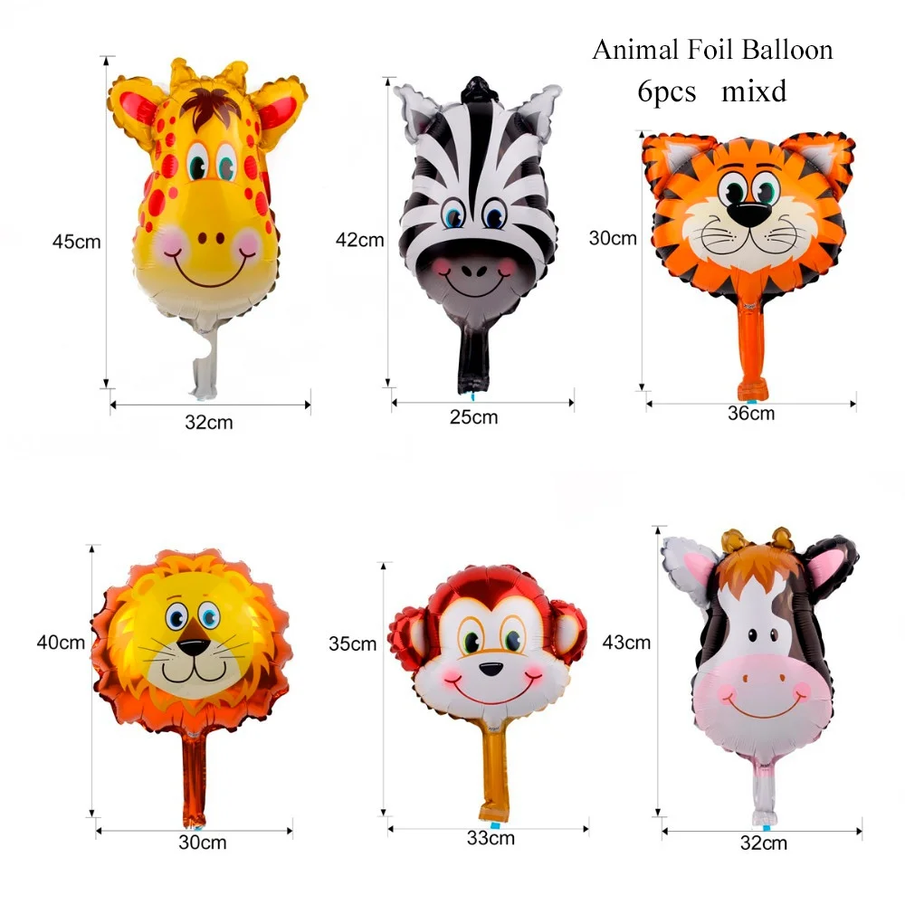 Animal Balloon 6 FENGRISE Животное мультфильм животное баннер с днем рождения Дети джунгли вечерние сафари Декор Вечеринка зоопарк подарок ребенок день рождения Декор - Цвет: Animal Balloon 6