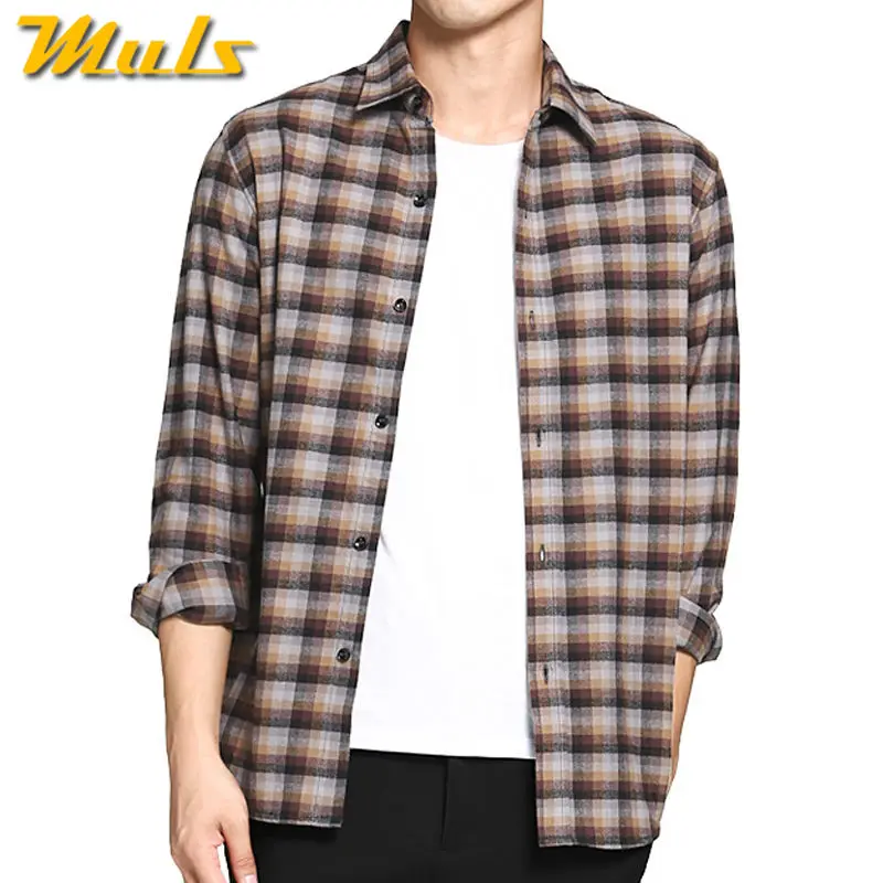 2017 Spring Plaid shirts men long sleeve casual flannel cotton male contrast color fitted plus size M L XL 2XL 3XL 5291 | Мужская одежда