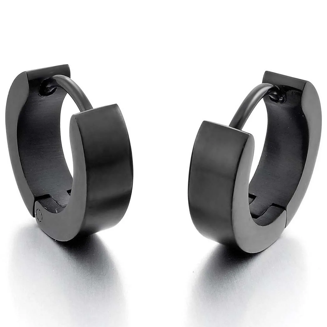 

Серьги-кольца Huggie, из нержавеющей стали, черный полированный человек