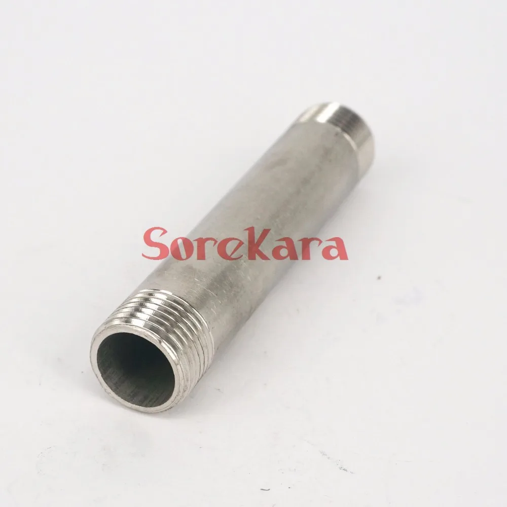 

304 Stainless Steel Long Straight Pipe Fitting Connector Adapter 1" BSP Equal Male Thread Length 150mm
