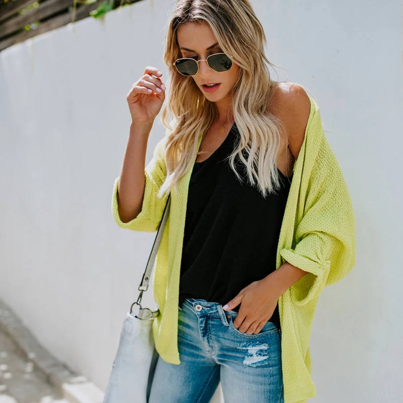 Стильные повседневные трикотажные длинные кардиганы 2018 осенние женские