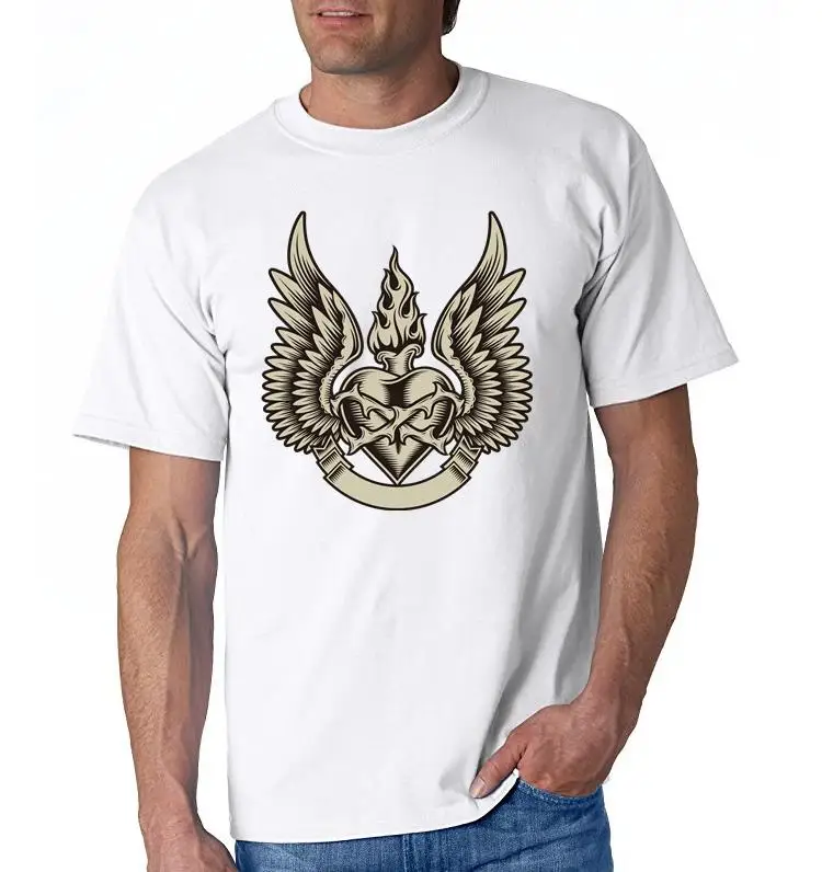 2017 популярные металлические крылья любви Дизайн футболка принт Для мужчин