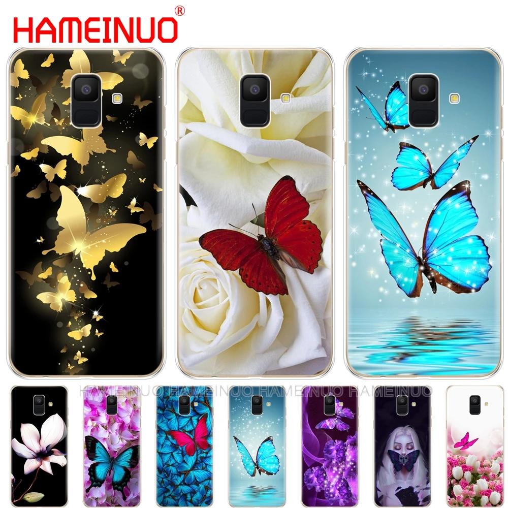 HAMEINUO чехол для телефона с бабочками на белых розах и цветами Samsung Galaxy J4 J6 J8 A9 A7 2018 A6