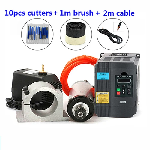 cutters cable brush 2.2KW шпиндель с водяным охлаждением комплект фрезерный мотор шпинделя с ЧПУ 2.2KW VFD инвертор 80 мм Зажимная труба водяного насоса 13 шт. ER20 для фрезерного станка с ЧПУ - Цвет: cutters cable brush