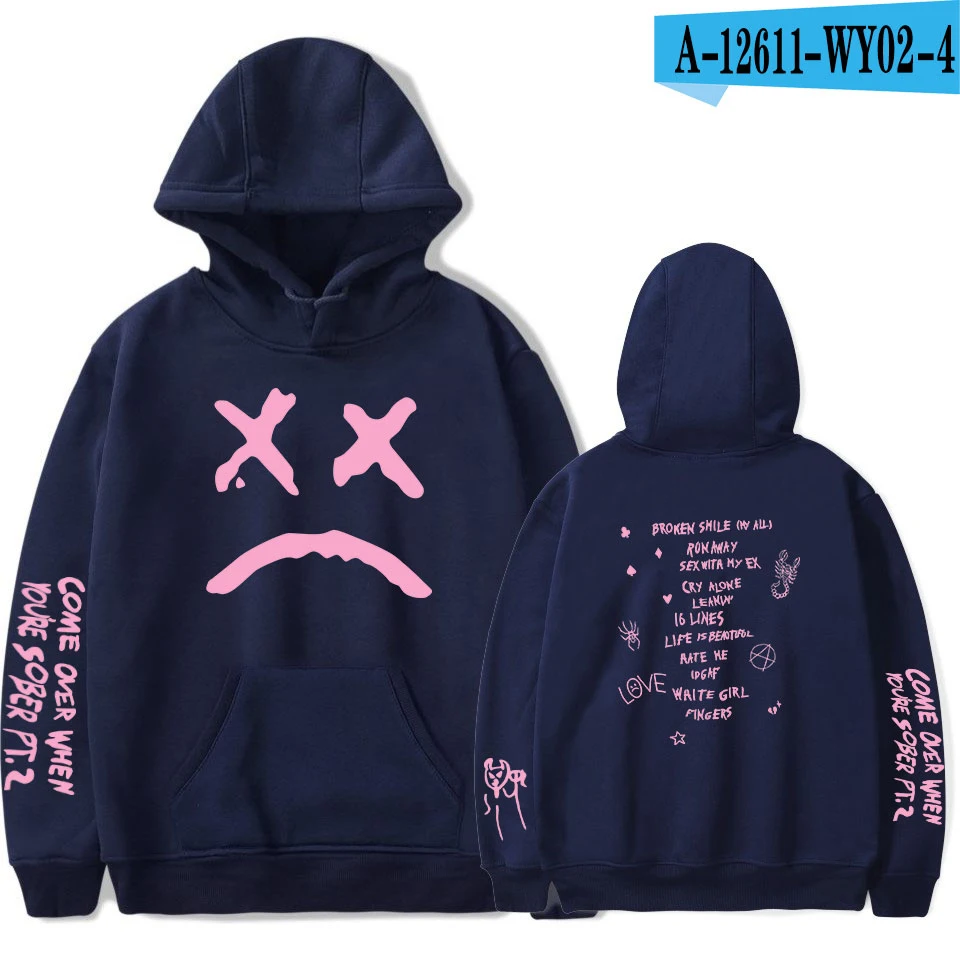 navyblue New lil peep Hoodie Men and Women Fans Sweatshirt Hoodies Sweatshirts Long Sleeve Print Hip Hop lil peep Boy Casual Clothes - Цвет: navyblue
