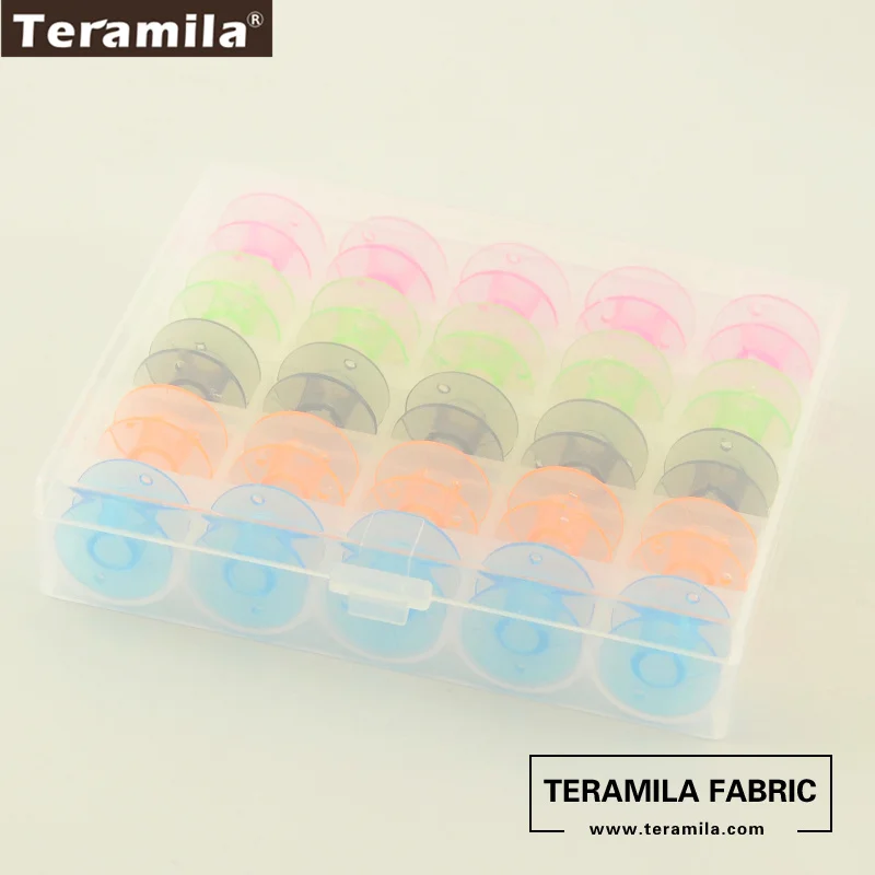 Colorful 25 Grid Clear Storage Case Box With 25Pcs Empty Bobbins Spool for Brother Janome Singer Elna Sewing Machine|box box|box storage boxbox clear