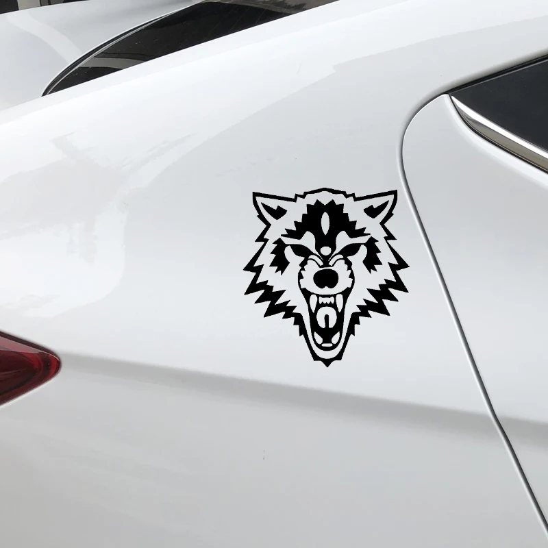 

YJZT 14.6CM*15.4CM Wolf Ferocious Expression Car Sticker Car Window Vinyl Decal Black/Silver C4-1024