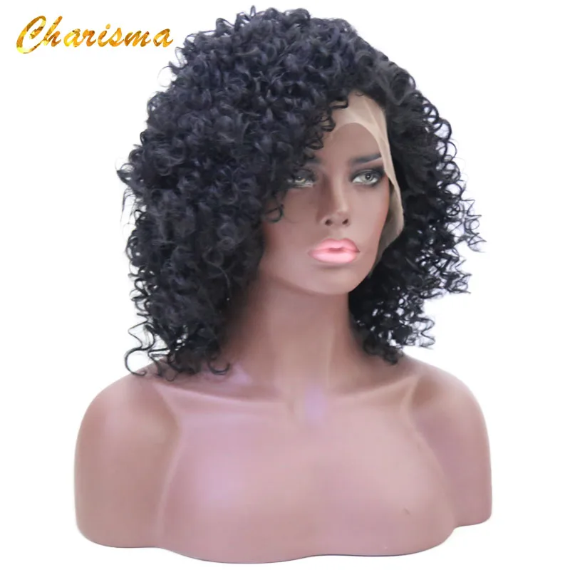 Charisma боковая часть из швейцарского кружева для парика волос черный кудрявый