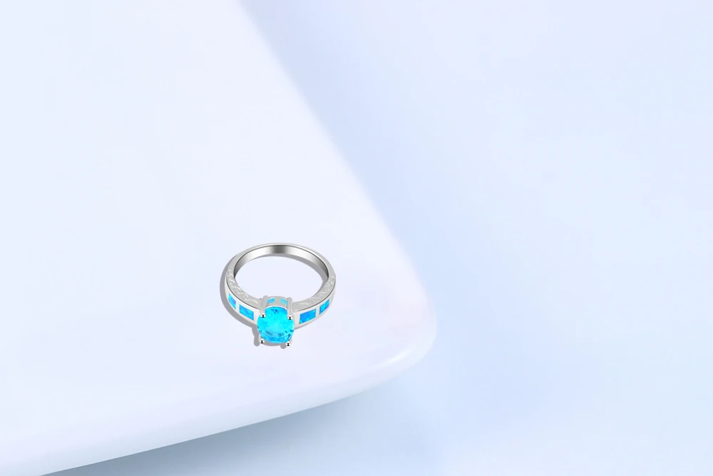 Удивительные Самые низкие цены модные кольца с опалом Голубой цирконий Синий