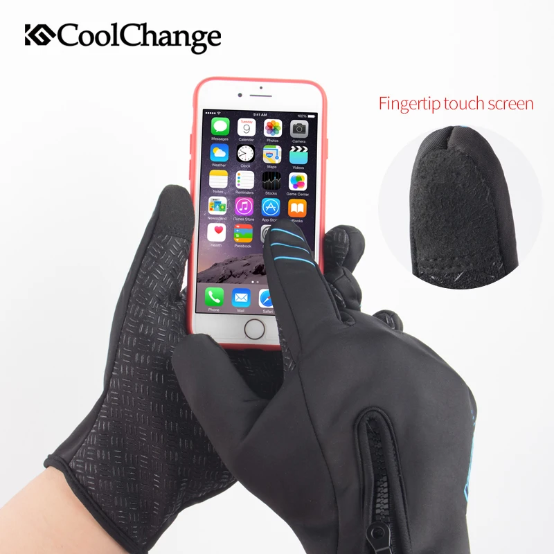 CoolChange зимние велосипедные перчатки с полным пальцем ветрозащитные теплые