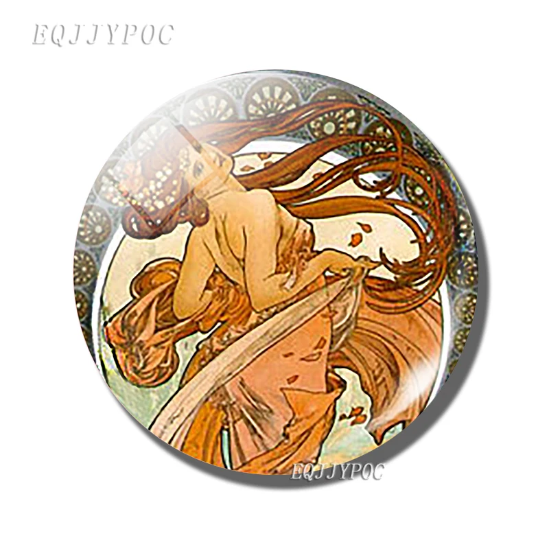 pack of 1 Альфонс Мария Муха арт Зодиак-плюща-фрукты-Gismonda стеклянные магнитные магниты на холодильник для холодильников для украшения дома - Цвет: pack of 1