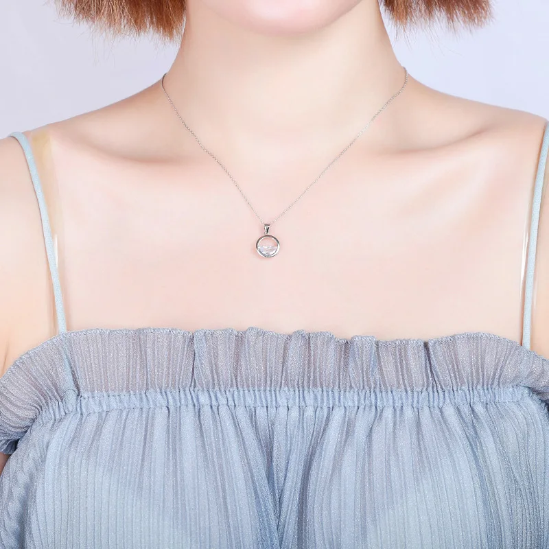 2018 Новое настоящее серебряное ожерелье из серебра 925 для женщин с элегантным высококачественным кулоном из циркония и ожерельем.