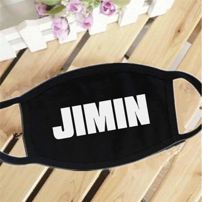 Черная белая хлопковая пылезащищенная маска для лица Kpop с надписью V JIN JIMIN и т. Д.