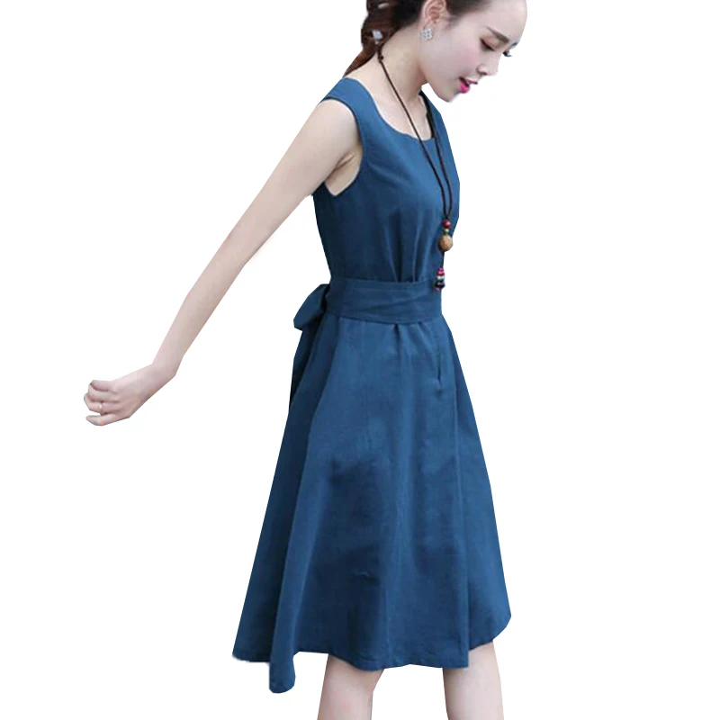 Женщины винтаж тонкий хлопок белье платья 2017 новый летний стиль dress сплошной цвет