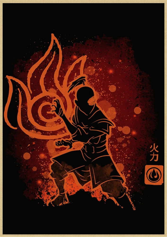 Аватар Последний Airbender Aang Katara мультфильм крафт-плакаты и печать настенная живопись Настенная картина для гостиной домашний декор - Цвет: Синий