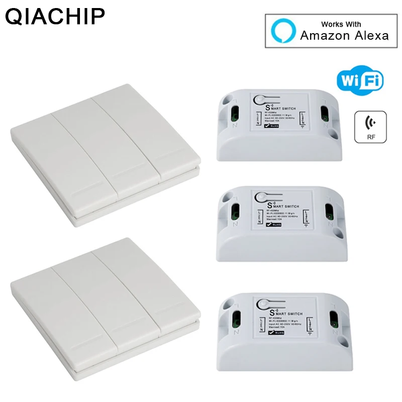 QIACHIP Wi Fi 433 MHz 1 CH РФ Реле дистанционного Управление коммутатора приемник 10A 110 V 220