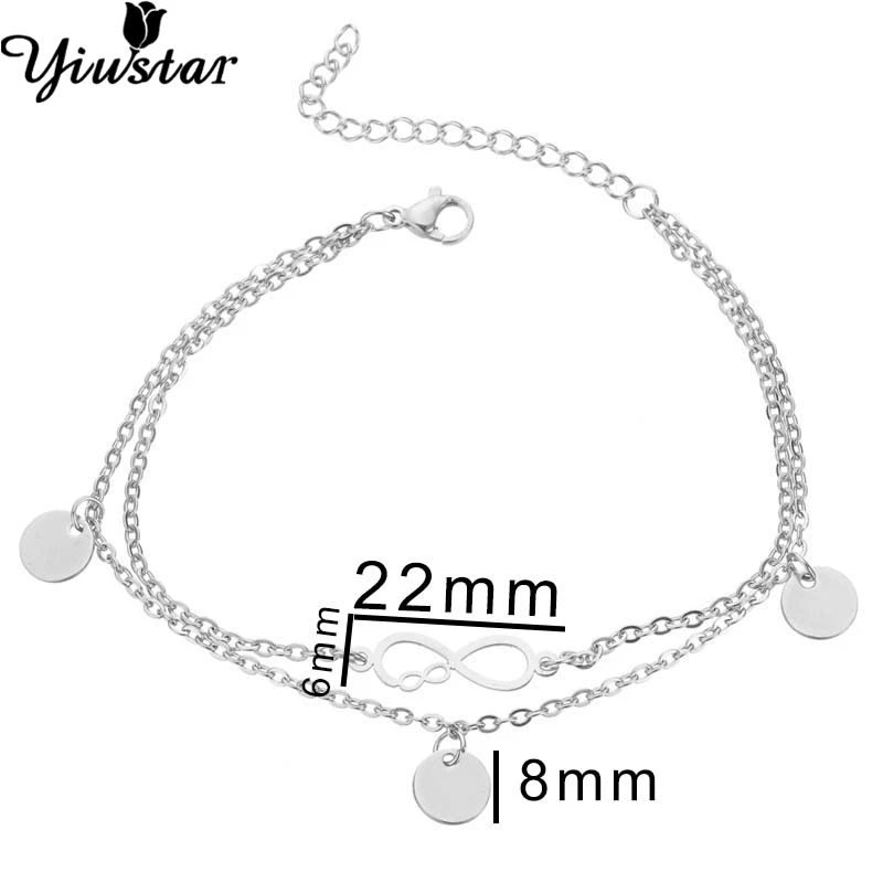 52sl253s Yiustar Ретро рождественская подвеска в виде снежинки браслет из нержавеющей стали звено цепи браслеты для женщин Pulsera болтаются счастливые круглые браслеты - Окраска металла: 52sl253s