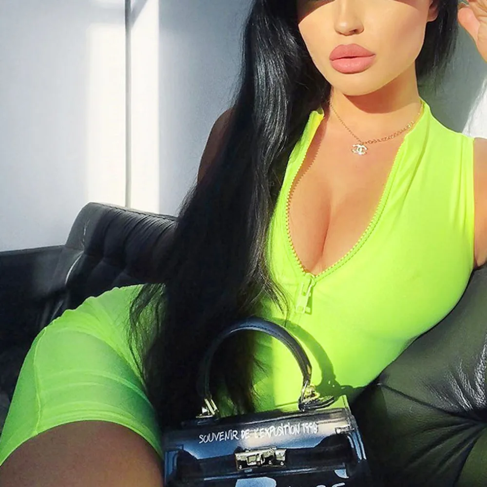 Женская одежда для фитнеса цельный комбинезон без рукавов на молнии