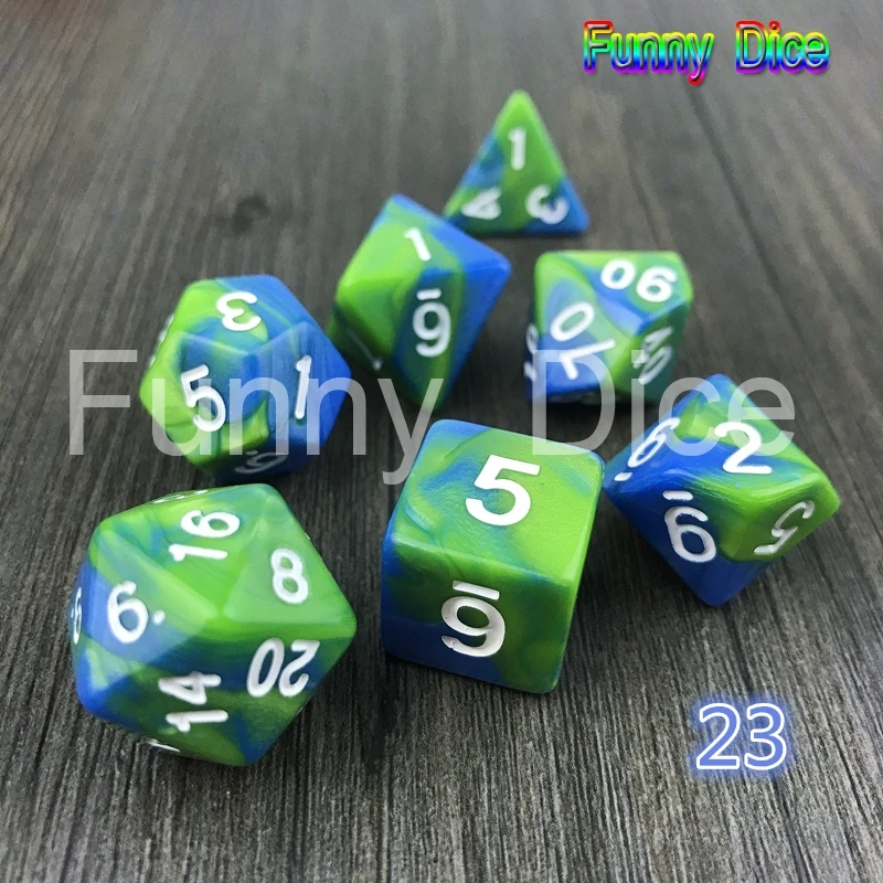 7 шт. 2-х цветный набор Игральный костей покер D& d многогранные кубики Семья игры - Цвет: 23