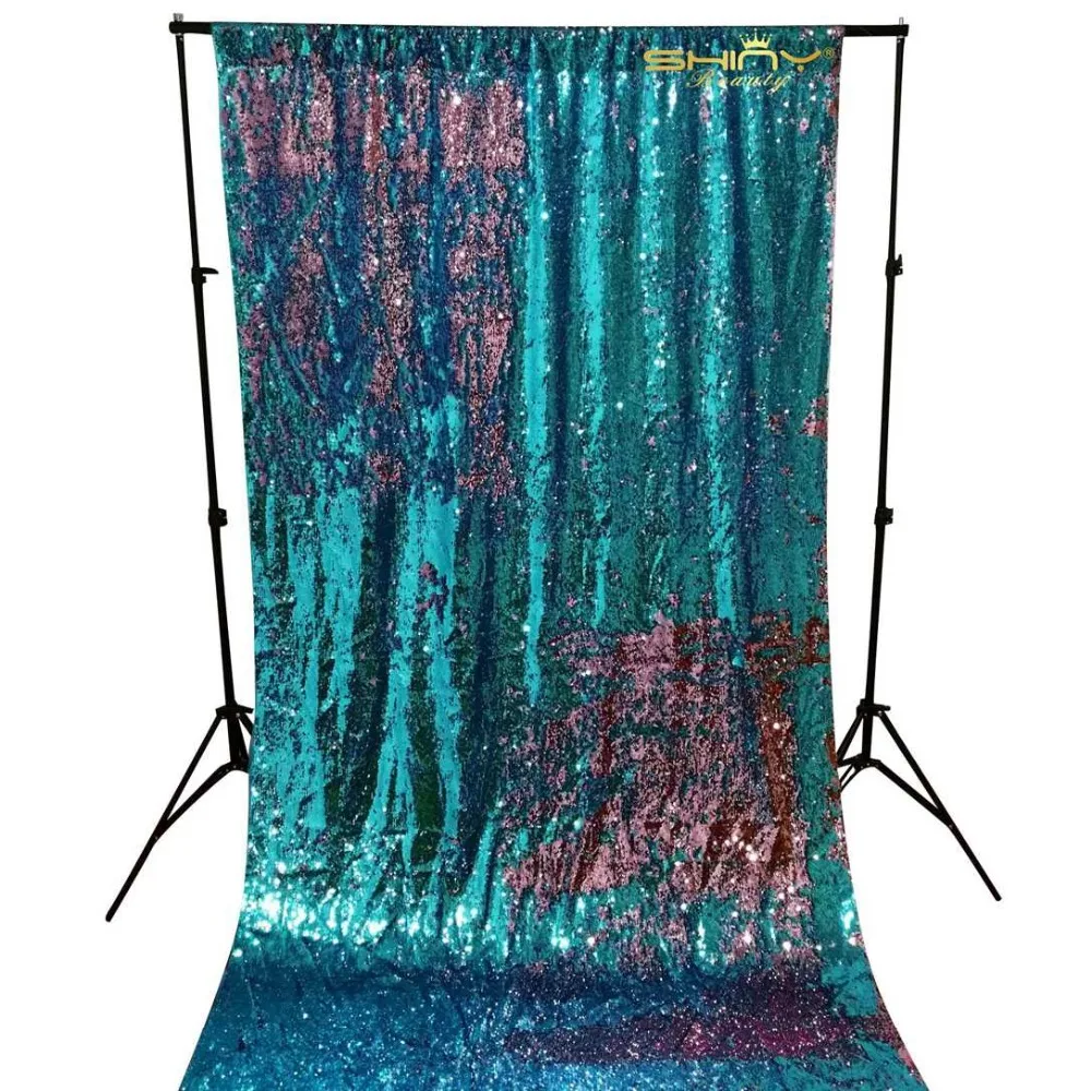 2FTX3FT 5 мм фон с пайетками шторы 2 шт. бирюзовый розовый Русалка рыбы Весы блесток