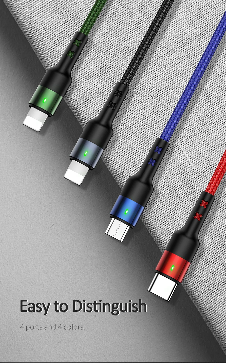 USAMS 4 в 1 Micro USB кабель 3A type C кабель для iPhone USB C кабель для зарядки 3 в 1 Пружинные шнуры для iPhone x xs samsung