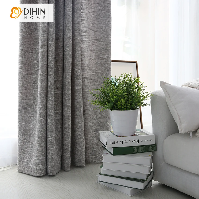 DIHIN домашние современные серые цветные льняные занавески для гостиной
