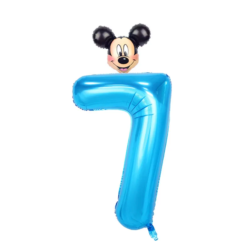 Mickey-7 2 шт./лот 40 дюймов розовый и голубой номер Фольга надувные шары Mickey воздушный шар "Минни" Рисунок От 1 до 5 лет детская футболка для мальчиков и девочек, День рождения деко - Цвет: Mickey-7