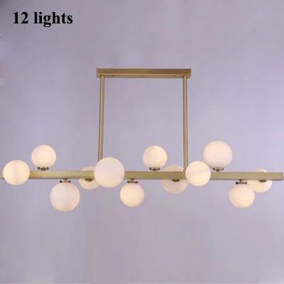 12 lights Скандинавские стеклянные бобы светодиодная люстра освещение блеск медная столовая СВЕТОДИОДНЫЕ подвесные люстры освещение фойе светодиодная Подвесная лампа - Цвет абажура: 12 lights