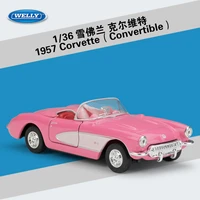 welly 136 high simulation 1957 corvette classical model toy car metal alloy classical pull back diecast collection for kid gift