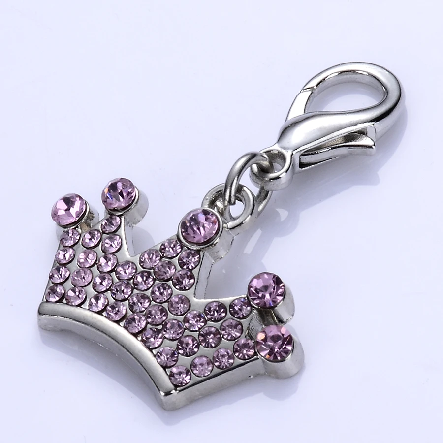 Подвеска кулон для собак ошейник аксессуары Горный хрусталь Подвески dog tag лапу Талисманы для собак Воротники застежкой омар ювелирные изделия Аксессуары Товары для домашних животных Розовый сине-белые Цвет - Цвет: Красный