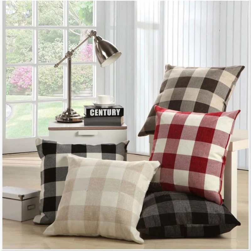 Plaid Decorate Pillow Cushion Cover Linen ecorative Pillows Home Decor Almofadas Decorativas Capa De Almofada Para Sofa | Дом и сад