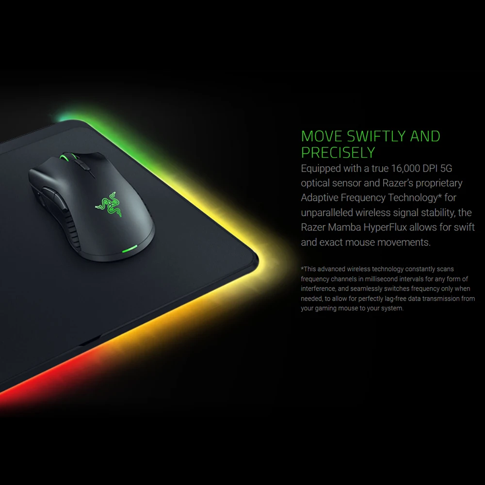 Razer Mamba Hyperflux Беспроводная игровая мышь 16000 dpi 5G Оптический сенсор 450 ips+ Firefly Hyperflux коврик для мыши Беспроводная мощность
