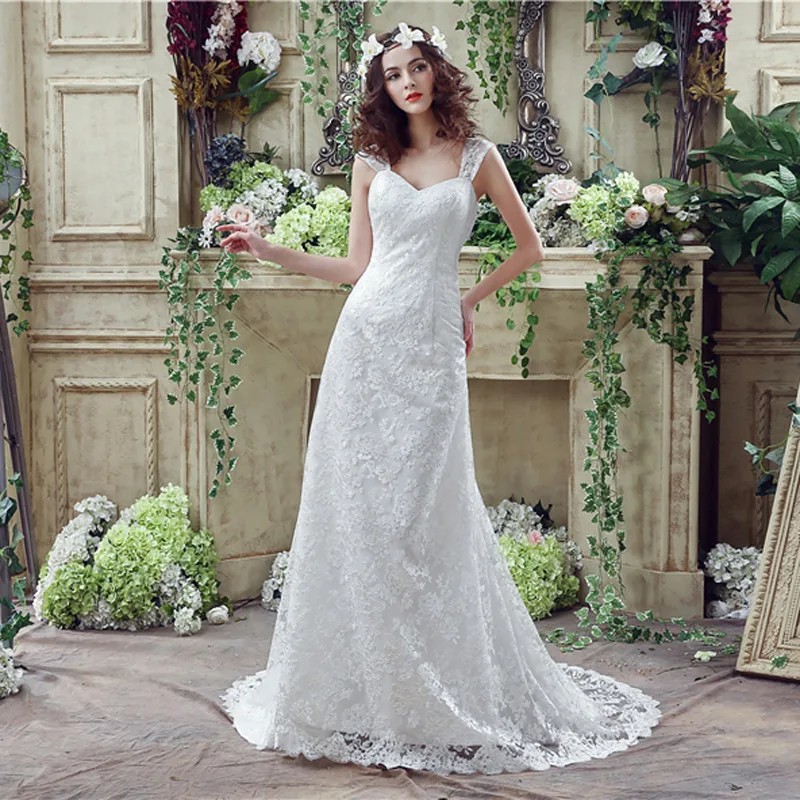 Винтажное свадебное платье Русалочки Vestido de Noiva кружевное с аппликацией из бисера