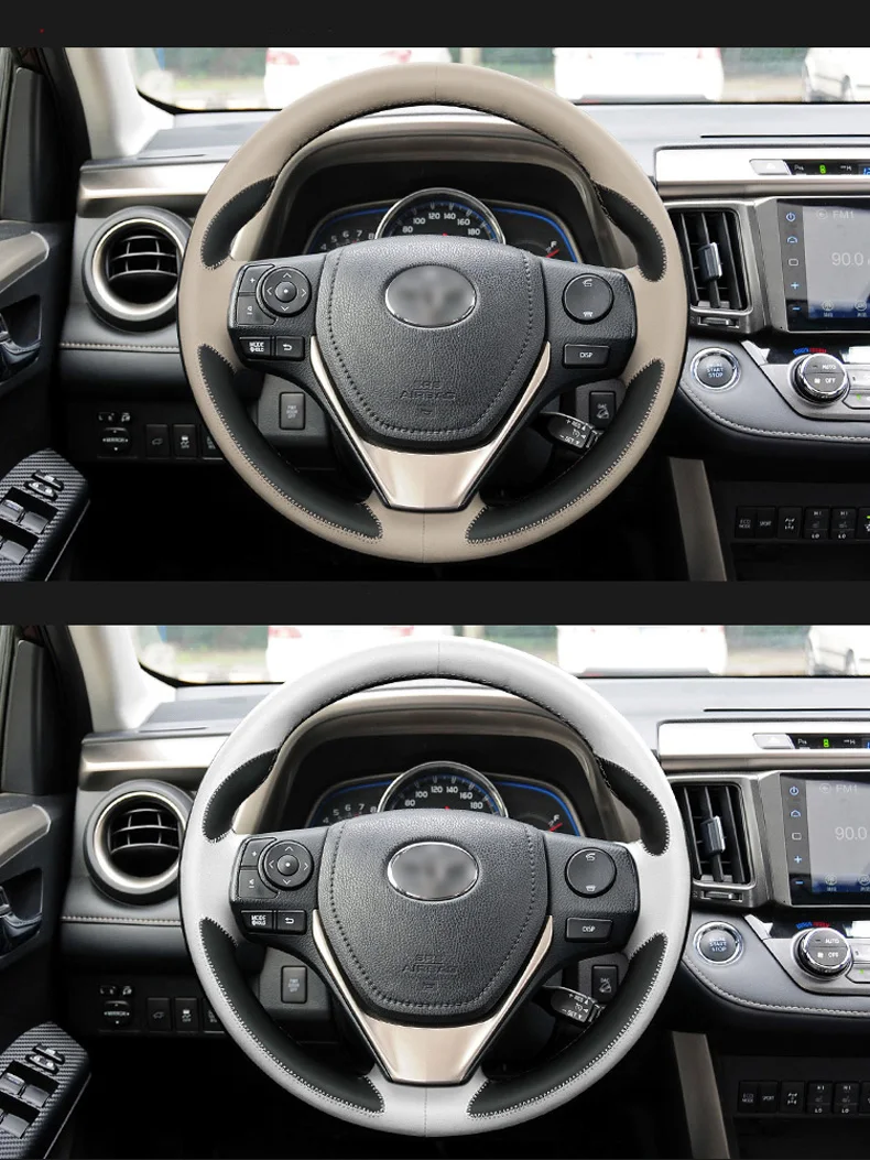 Блестящий чехол на руль из пшеничной кожи для Toyota RAV4 2013- Toyota Corolla- Auris 2013