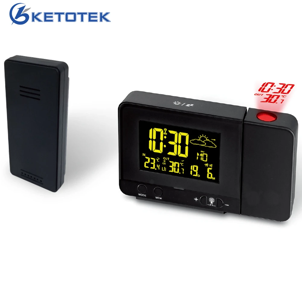 ЖК-дисплей цифровой проекционный будильник Беспроводная метеостанция