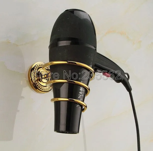 Brass Hair Dryer Storage Organizer Rack Holder Wall Mounted Stand Bathroom Accessories Lba608