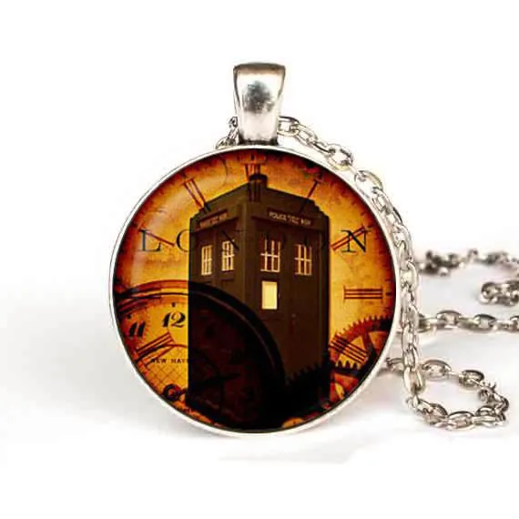 Доктор Кто кулон ожерелье с дизайном ТАРДИС часы время машина полицейский пост